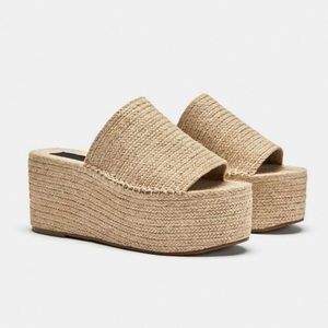 Zara Natural Jute Platform Wedges